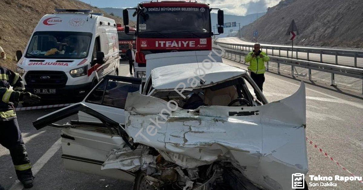 "Denizli'de Feci Kaza: Kamyona Arkadan Çarpan Araçta 1 Ölü, 1 Yaralı" başlıklı haber için fotorealis