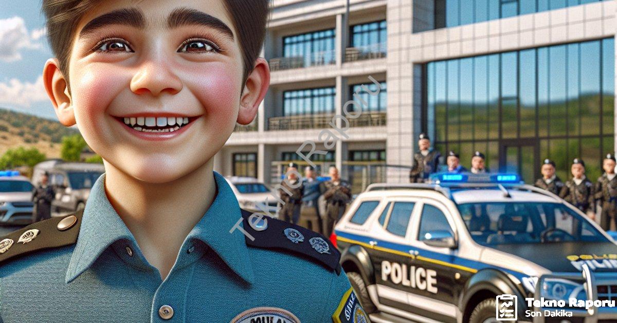 "Muğla Emniyeti Hamza'nın Polislik Hayalini Gerçeğe Dönüştürdü" başlıklı haber için fotorealistik, p